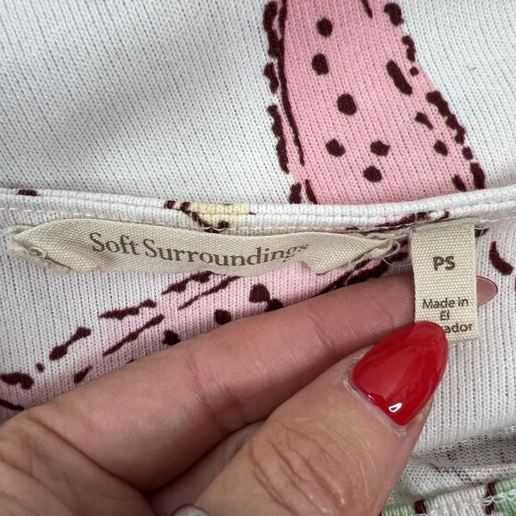 Soft Surroundings Sz PS Petite Cerina Tunic Top Blouse Beach Sea Coral Colorful - Picture 4 of 10